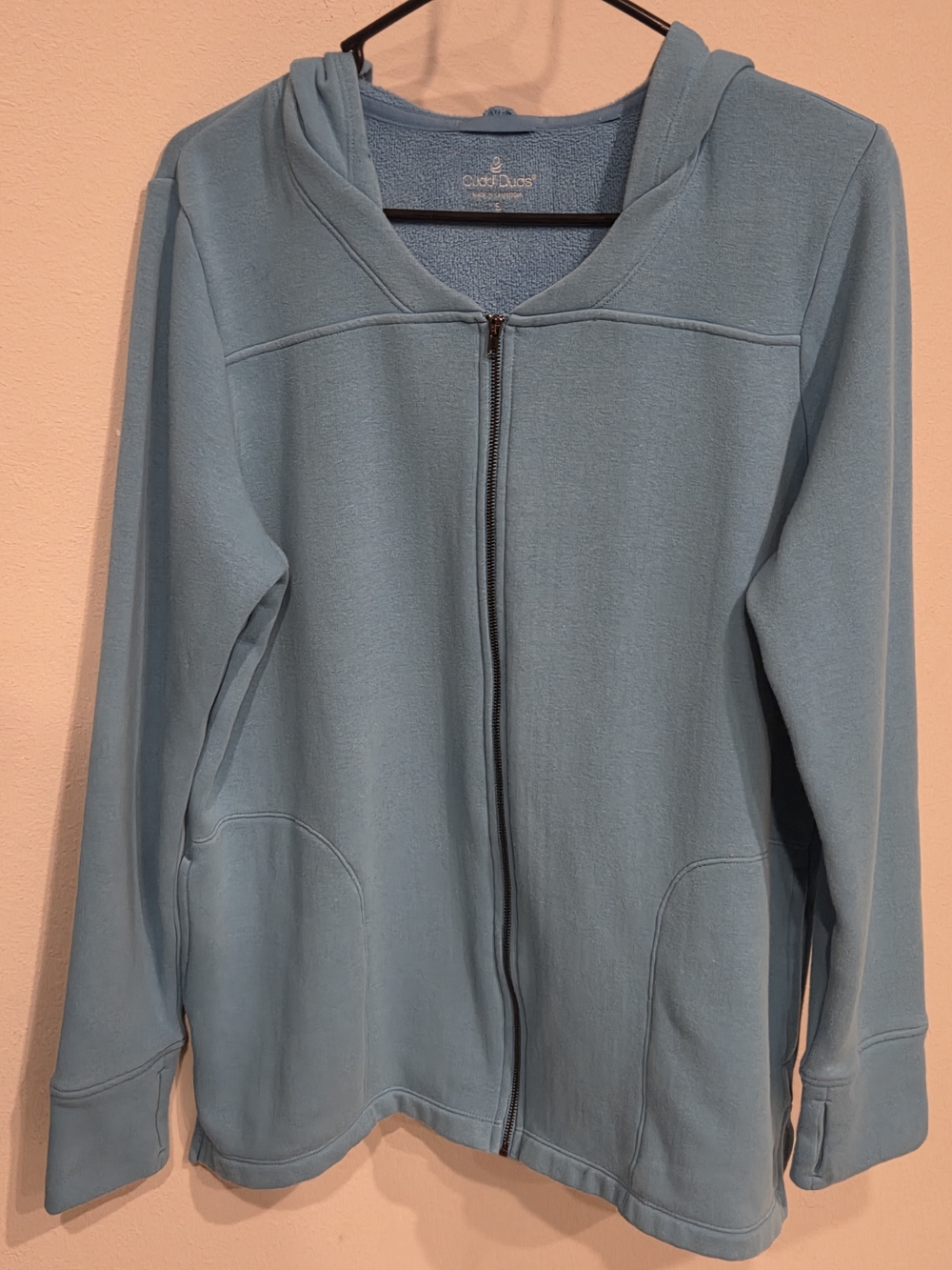 Cuddl Duds Light Blue Full-Zip Hoodie